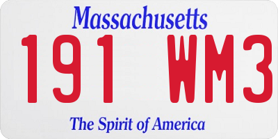 MA license plate 191WM3