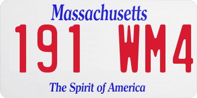 MA license plate 191WM4