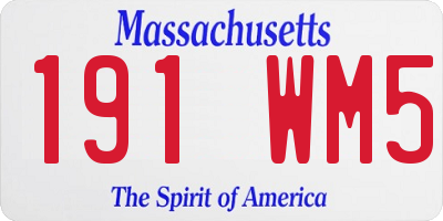 MA license plate 191WM5