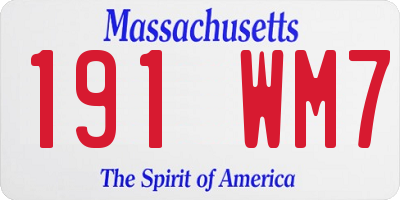 MA license plate 191WM7
