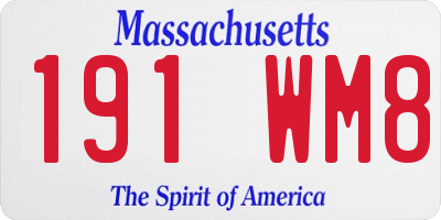 MA license plate 191WM8