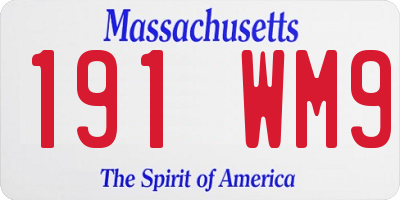 MA license plate 191WM9
