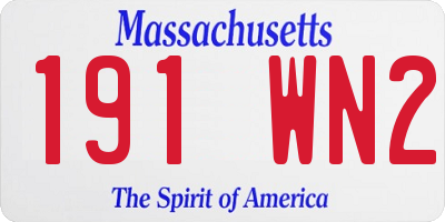 MA license plate 191WN2