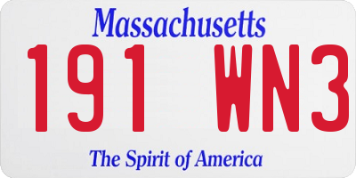 MA license plate 191WN3