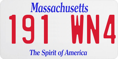 MA license plate 191WN4