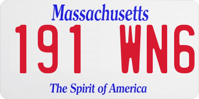 MA license plate 191WN6