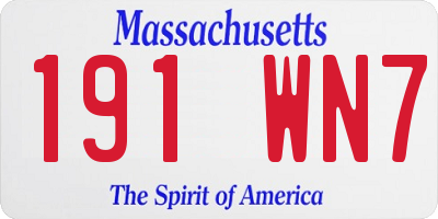 MA license plate 191WN7