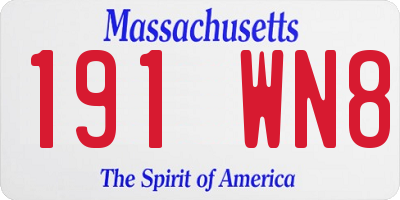 MA license plate 191WN8