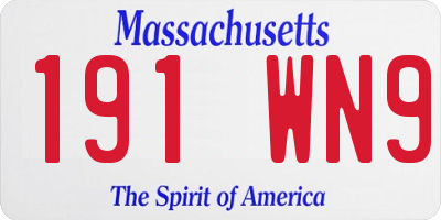 MA license plate 191WN9