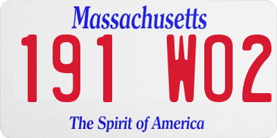 MA license plate 191WO2