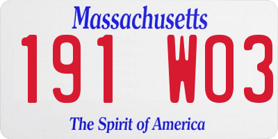 MA license plate 191WO3