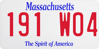 MA license plate 191WO4