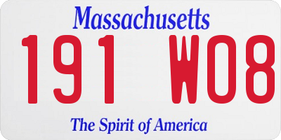 MA license plate 191WO8