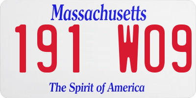MA license plate 191WO9