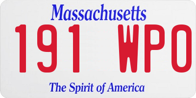 MA license plate 191WP0