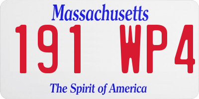 MA license plate 191WP4