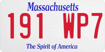 MA license plate 191WP7
