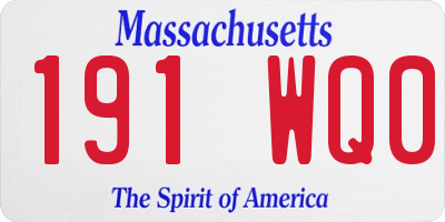 MA license plate 191WQ0
