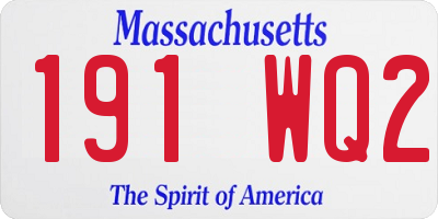 MA license plate 191WQ2