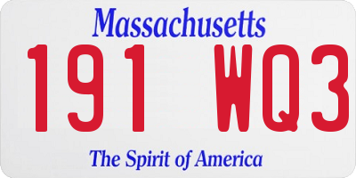 MA license plate 191WQ3