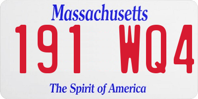 MA license plate 191WQ4