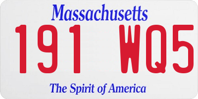 MA license plate 191WQ5