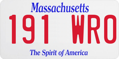 MA license plate 191WR0