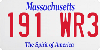 MA license plate 191WR3