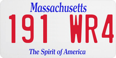 MA license plate 191WR4