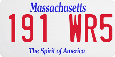 MA license plate 191WR5