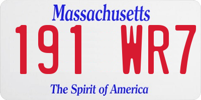 MA license plate 191WR7
