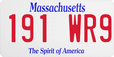 MA license plate 191WR9