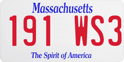 MA license plate 191WS3