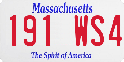 MA license plate 191WS4