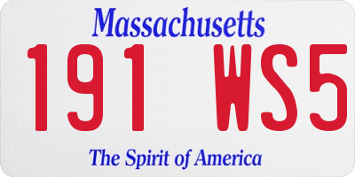 MA license plate 191WS5