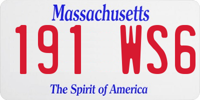 MA license plate 191WS6