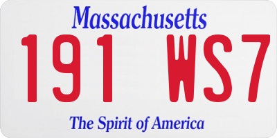 MA license plate 191WS7