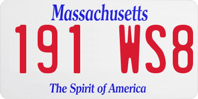 MA license plate 191WS8
