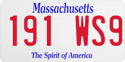 MA license plate 191WS9