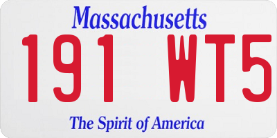 MA license plate 191WT5
