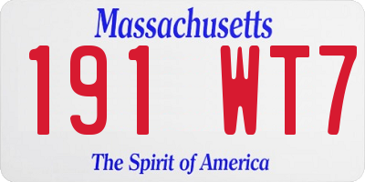 MA license plate 191WT7