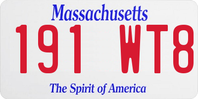 MA license plate 191WT8