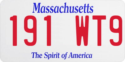 MA license plate 191WT9
