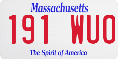 MA license plate 191WU0
