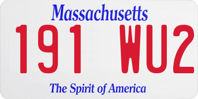 MA license plate 191WU2