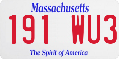 MA license plate 191WU3