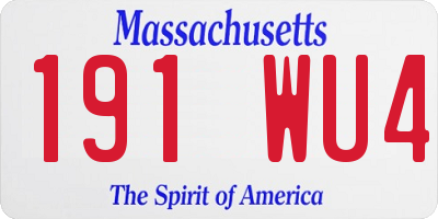 MA license plate 191WU4