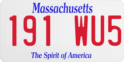 MA license plate 191WU5