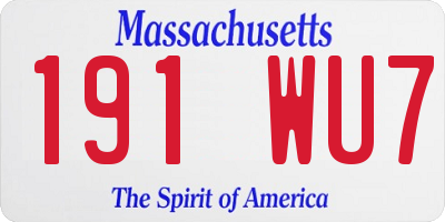 MA license plate 191WU7