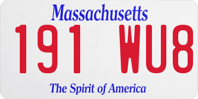 MA license plate 191WU8